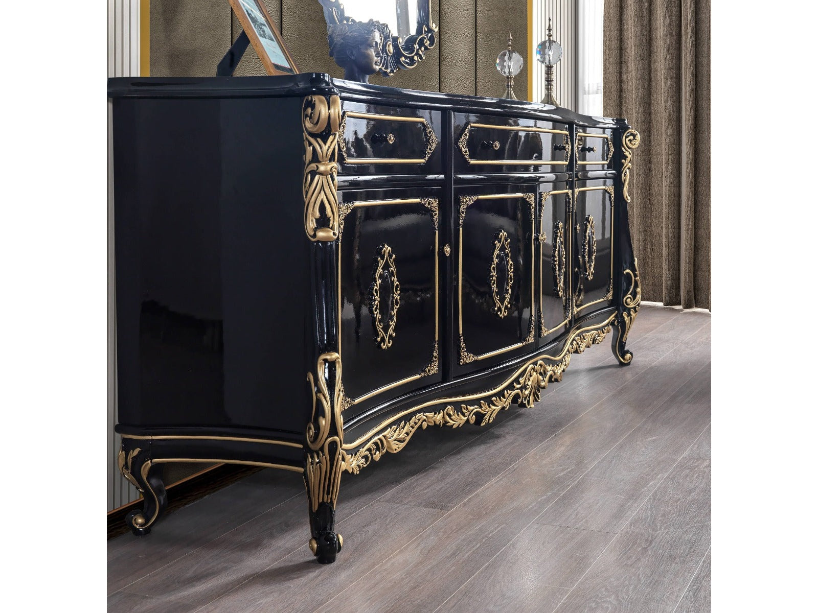 Betria Gold & Black Console Table - Ornate Home
