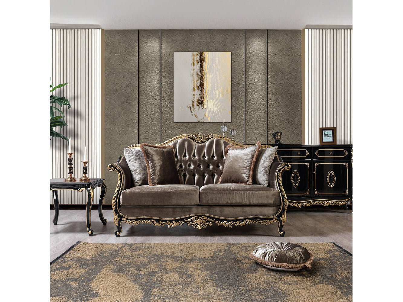 Betria Green Loveseat W/4 Pillows - Ornate Home