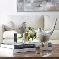Better Together Bird Gray/Silver Sculptures (Set of 2) - Ornate Home