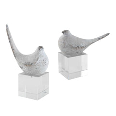 Better Together Bird Gray/Silver Sculptures (Set of 2) - Ornate Home