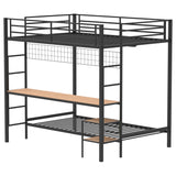 Bettoni Matte Black Metal Full Over Twin Workstation Bunk Bed - Ornate Home