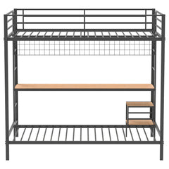 Bettoni Matte Black Metal Full Over Twin Workstation Bunk Bed - Ornate Home