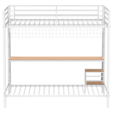 Bettoni Matte White Metal Full Over Twin Workstation Bunk Bed - Ornate Home