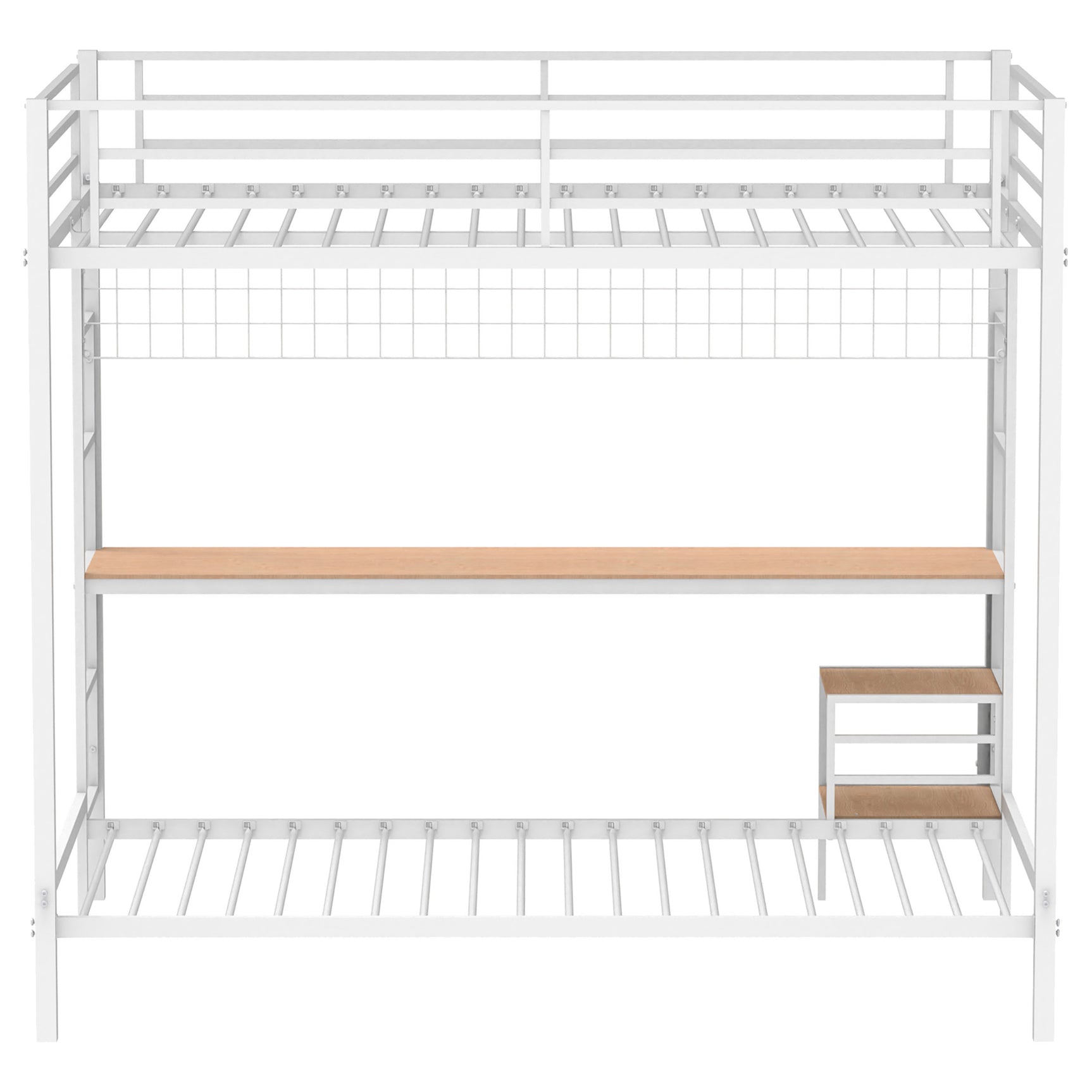 Bettoni Matte White Metal Full Over Twin Workstation Bunk Bed - Ornate Home