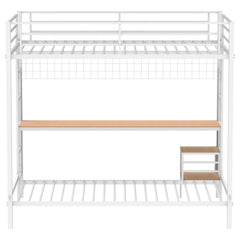 Bettoni Matte White Metal Full Over Twin Workstation Bunk Bed - Ornate Home