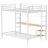 Bettoni Matte White Metal Full Over Twin Workstation Bunk Bed - Ornate Home