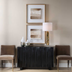 Between Lines Brown/White Abstract Painting (Set of 2) - Ornate Home