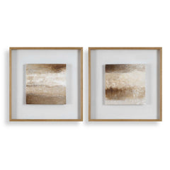 Between Lines Brown/White Abstract Painting (Set of 2) - Ornate Home
