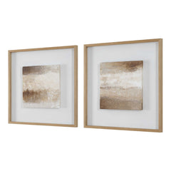 Between Lines Brown/White Abstract Painting (Set of 2) - Ornate Home