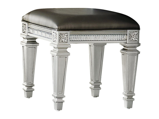 Bevelle Silver Vanity Stool - Ornate Home