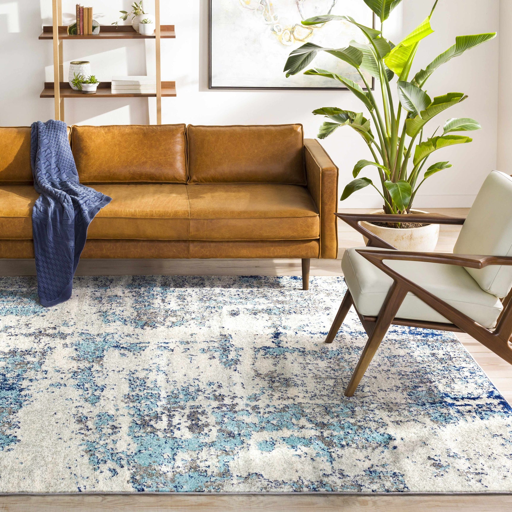 Beverly Abstract Blue Area Rug - Ornate Home