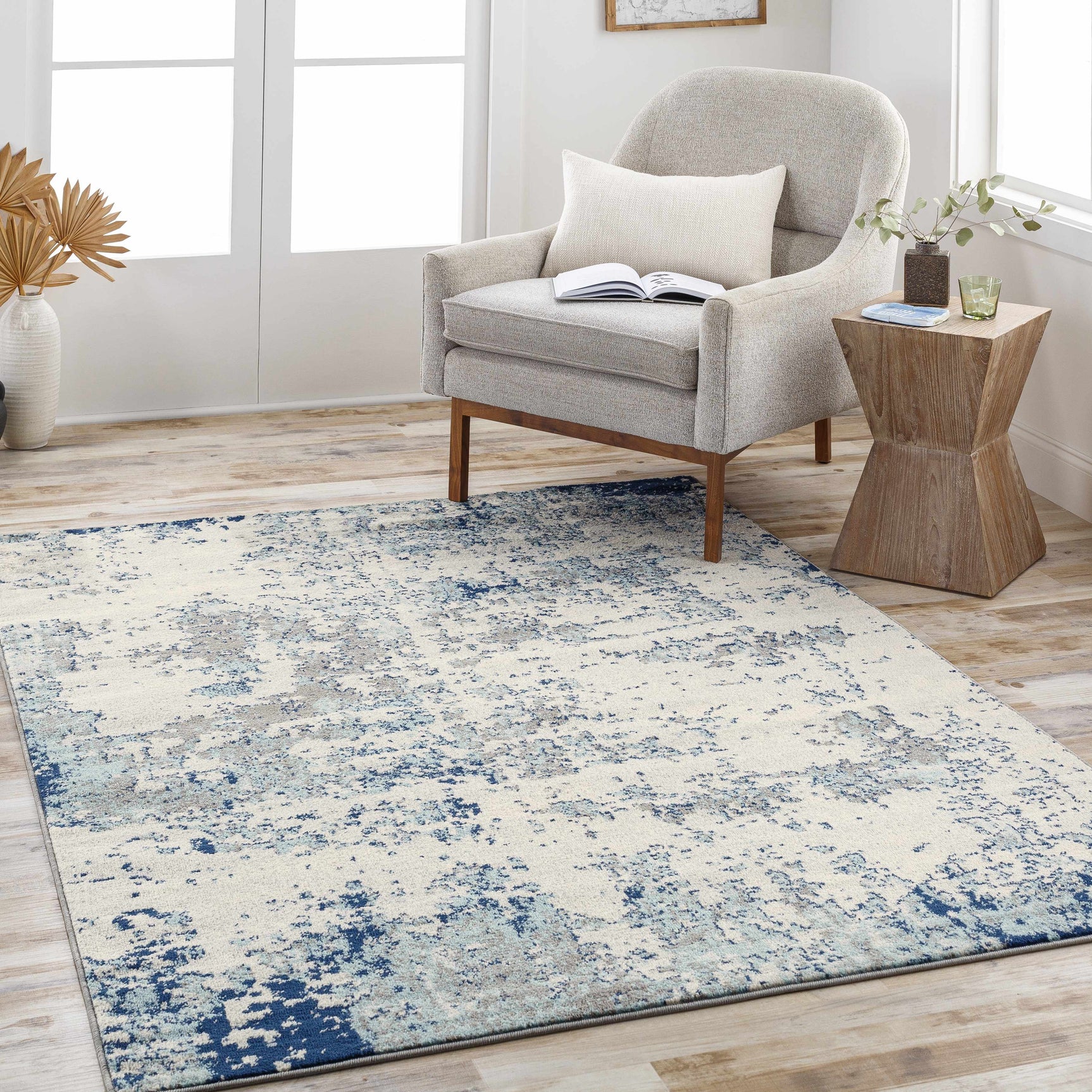 Beverly Abstract Blue Area Rug - Ornate Home