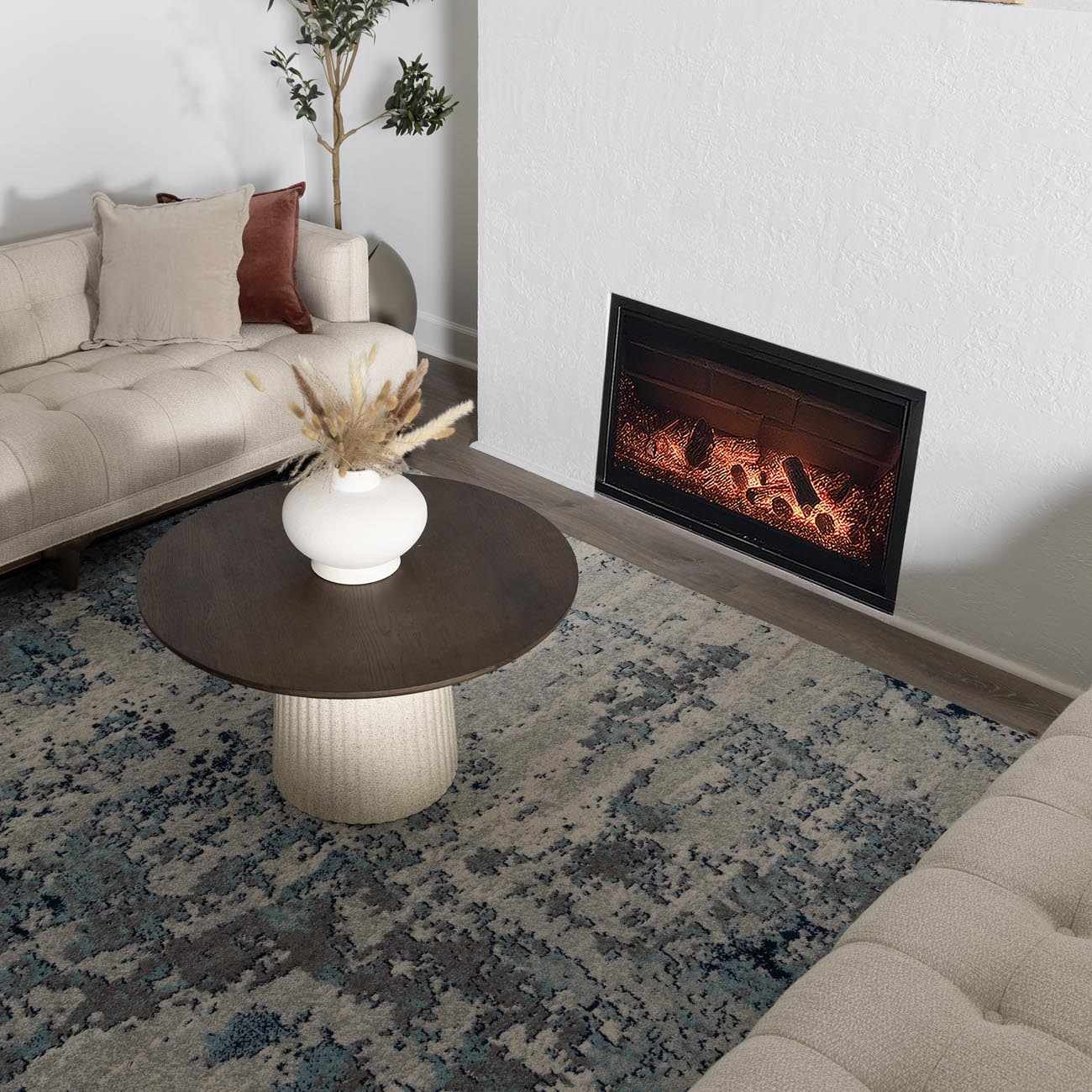 Beverly Abstract Blue Area Rug - Ornate Home