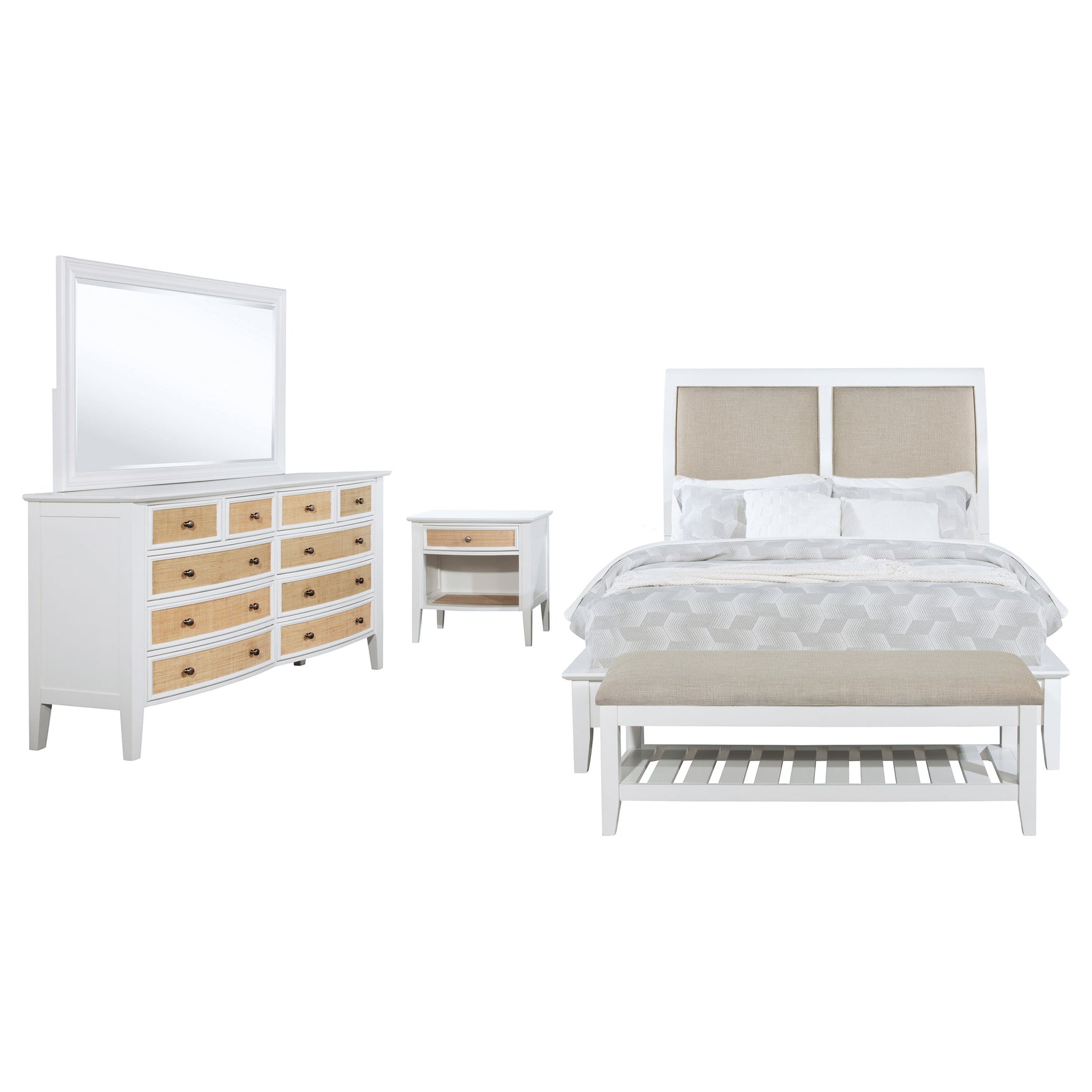Bexhill White 4-piece California King Bedroom Set - Ornate Home