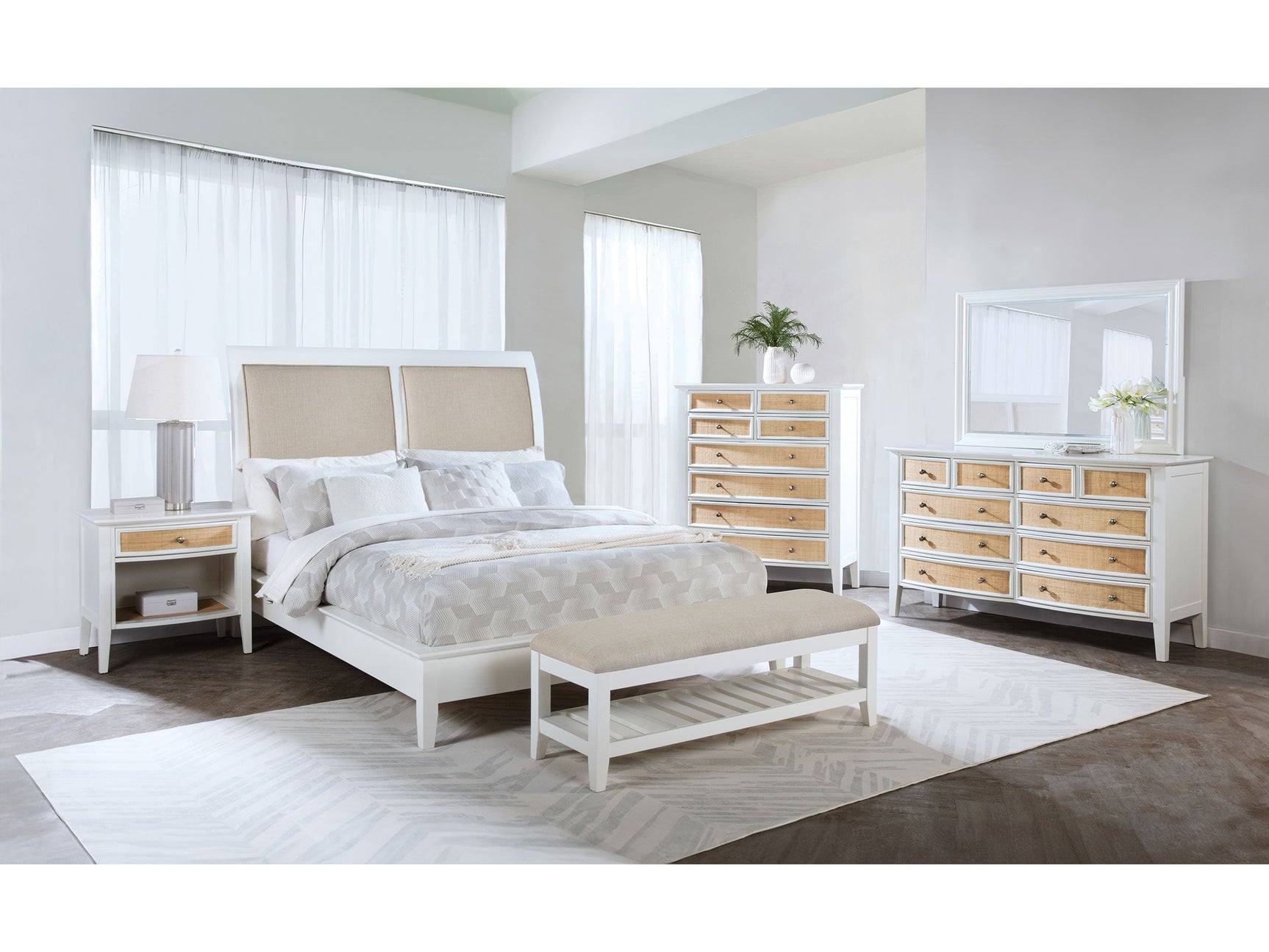 Bexhill White 5-piece California King Bedroom Set - Ornate Home