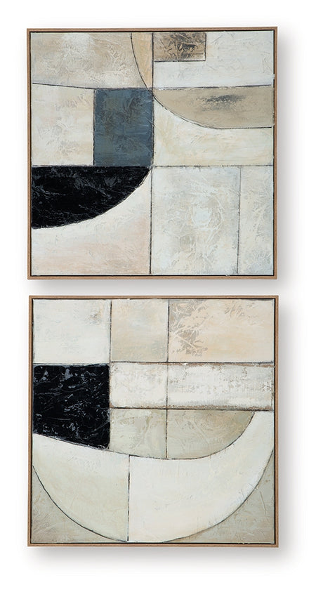 Bexlen Tan/Taupe/Black Wall Art Set - Ornate Home