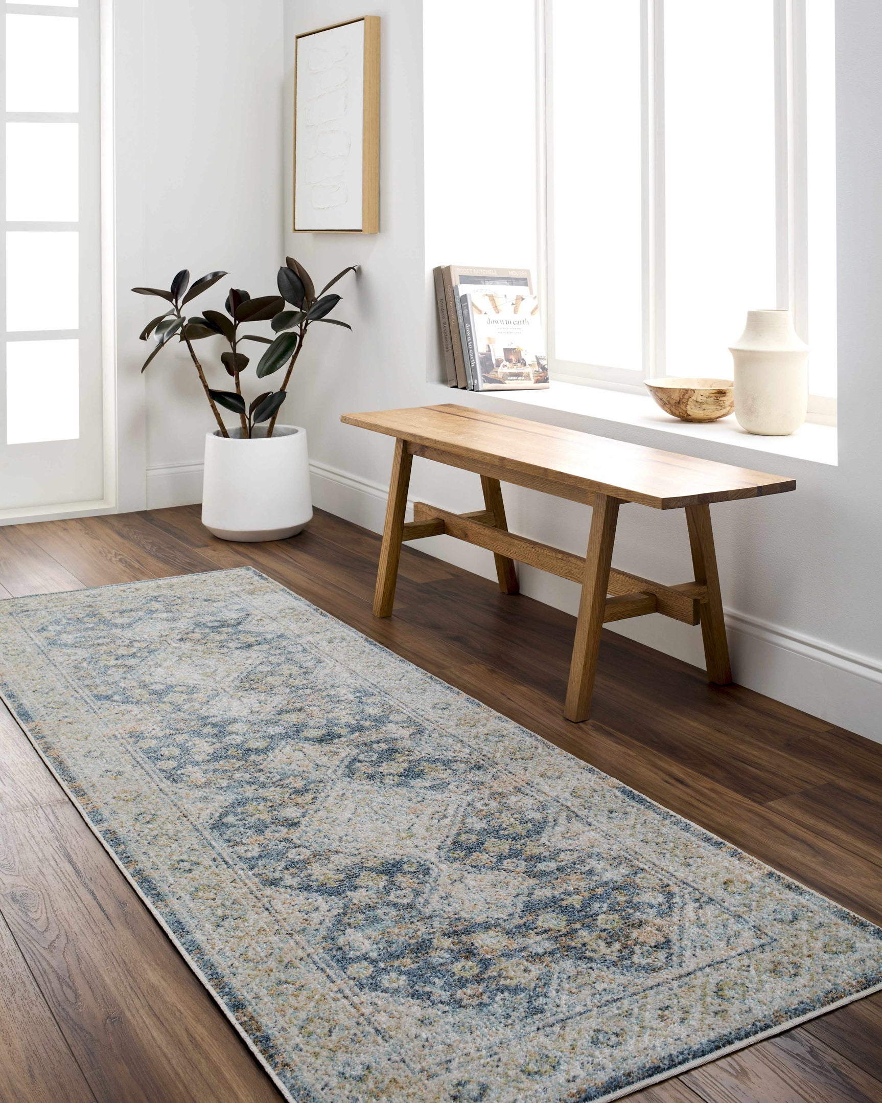 Bhavya Navy Washable Area Rug - Clearance - Ornate Home