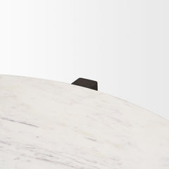 Bianca Dark Brown Wood with Marble Round Top Coffee Table - Ornate Home