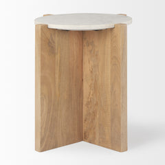 Bianca Light Brown/White Wood and Marble Accent Table - Ornate Home