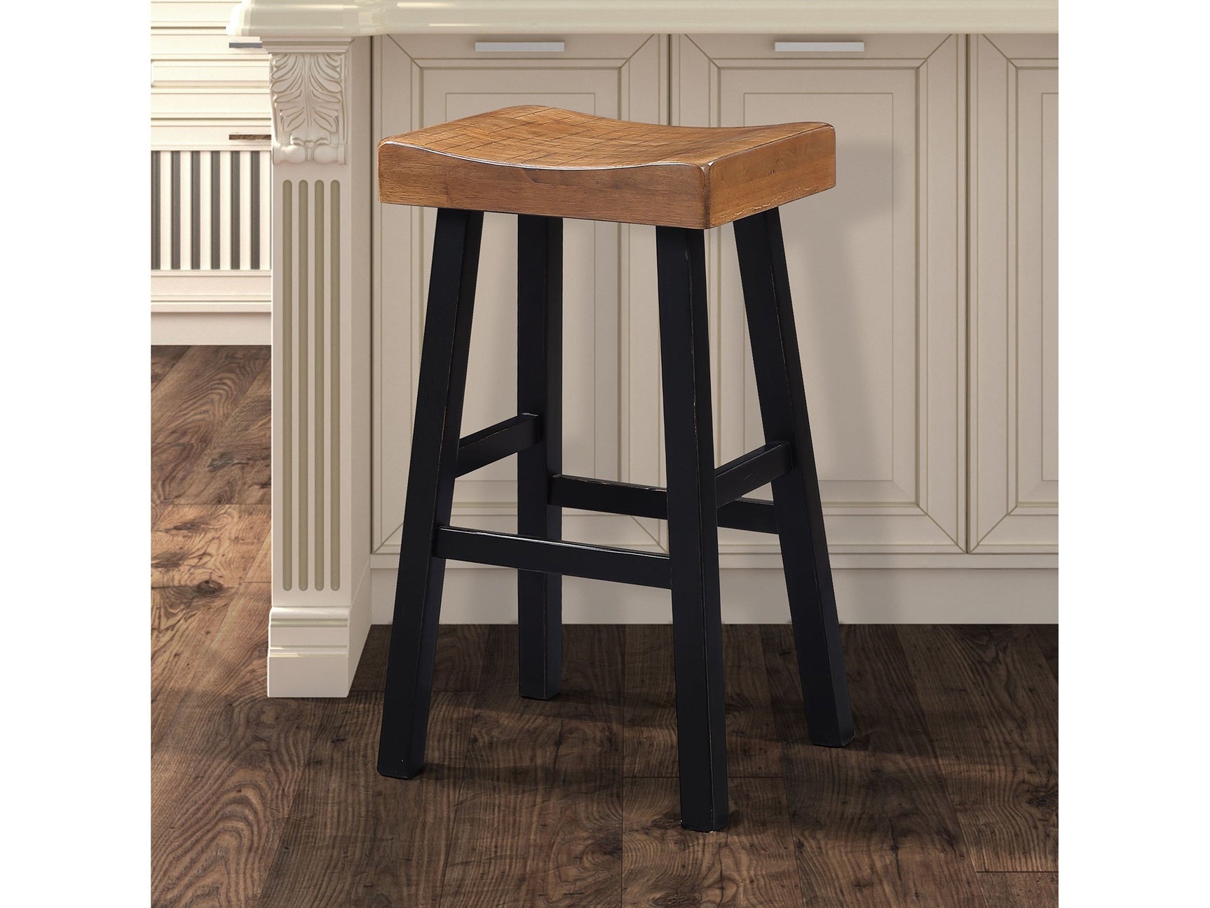 Biasca Oak/Black Stool (Set of 2) - Ornate Home