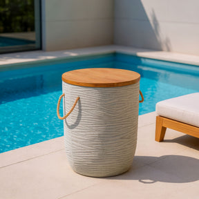 Biban Natural & Gray Outdoor Side Table - Ornate Home