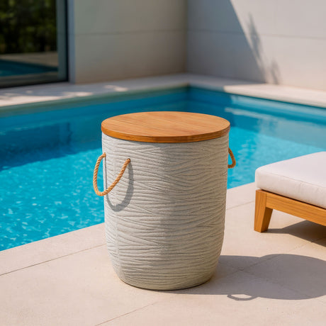Biban Natural & Gray Outdoor Side Table - Ornate Home