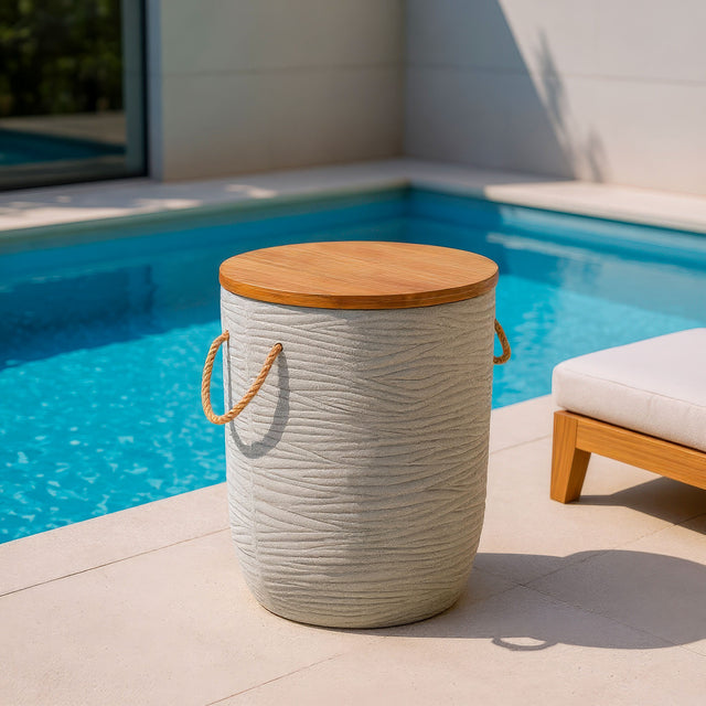 Biban Natural & Gray Outdoor Side Table - Ornate Home