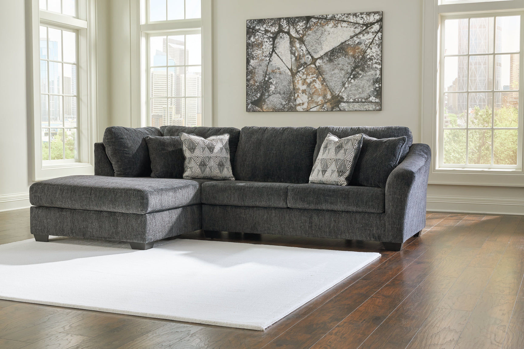 Biddeford Ebony 2-Piece Sleeper Sectional with Chaise (Online Special Price) - Ornate Home