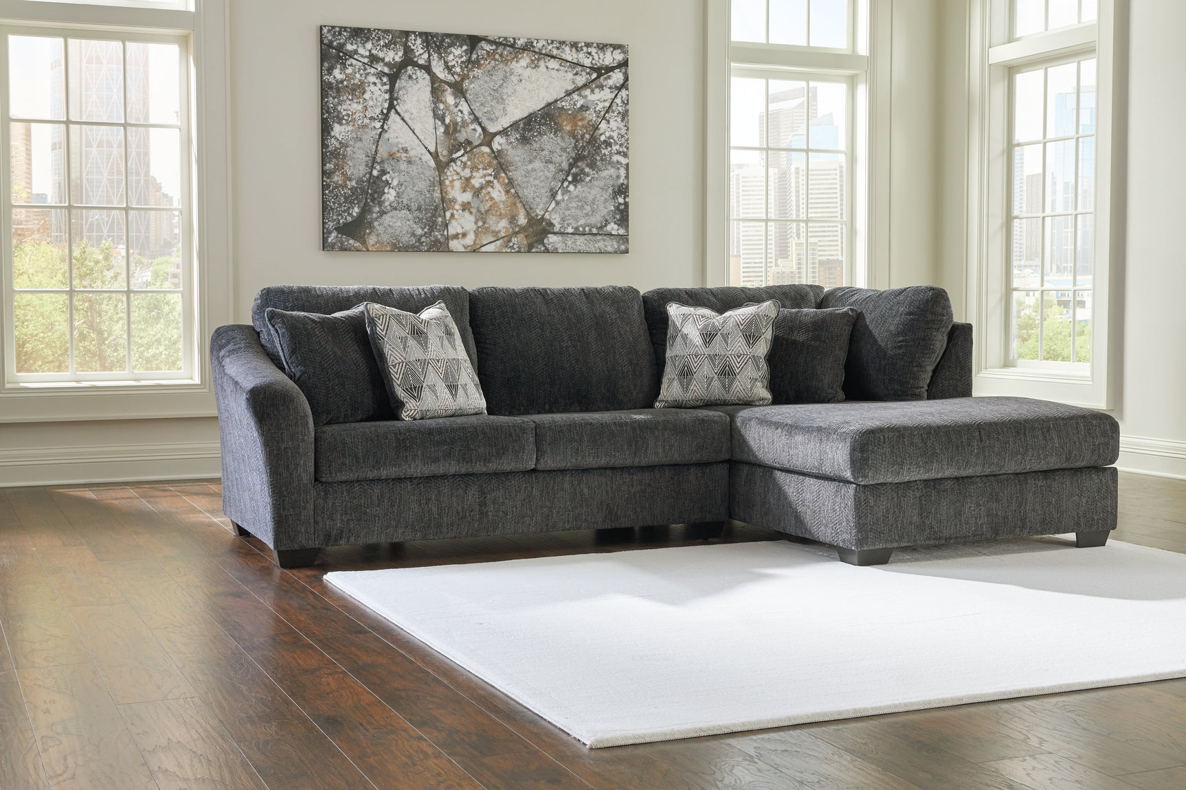 Biddeford Ebony 2pc Sleeper Sectional with Chaise (Online Special Price) - Ornate Home