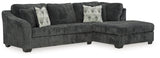 Biddeford Ebony 2pc Sleeper Sectional with Chaise - Ornate Home