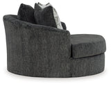 Biddeford Gray Oversized Swivel Chair and Ottoman (Online Special Price) - Ornate Home