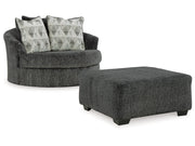 Biddeford Gray Oversized Swivel Chair and Ottoman - Ornate Home