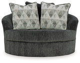 Biddeford Gray Oversized Swivel Chair and Ottoman - Ornate Home