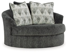 Biddeford Gray Oversized Swivel Chair and Ottoman - Ornate Home