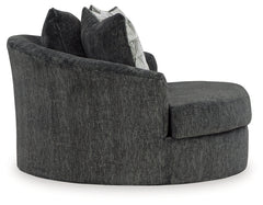 Biddeford Gray Oversized Swivel Chair and Ottoman - Ornate Home