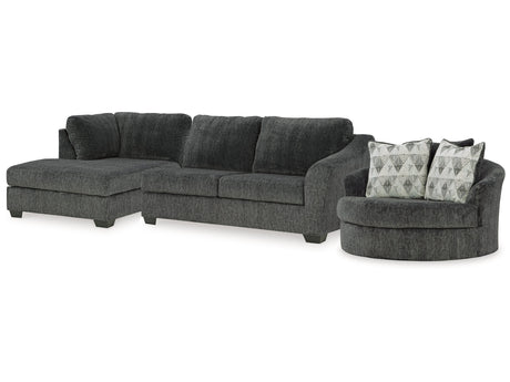 Biddeford Shadow 2-Piece Sectional & Oversized Swivel Accent Chair - Ornate Home