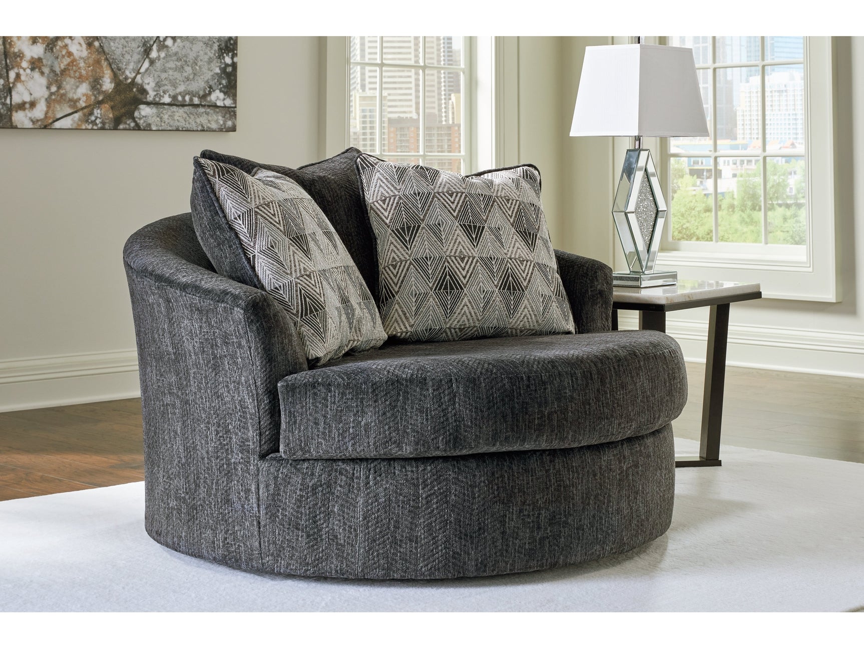 Biddeford Shadow Oversized Swivel Accent Chair (Online Special Price) - Ornate Home