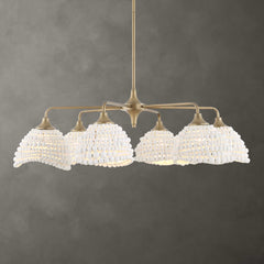 Biddeford White 6 Light Beaded Pendant - Ornate Home