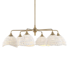 Biddeford White 6 Light Beaded Pendant - Ornate Home
