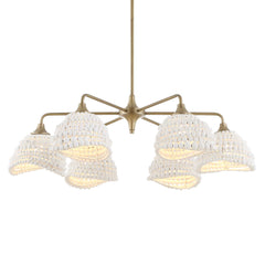 Biddeford White 6 Light Beaded Pendant - Ornate Home