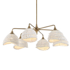 Biddeford White 6 Light Beaded Pendant - Ornate Home