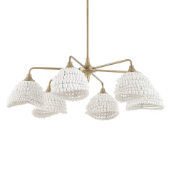 Biddeford White 6 Light Beaded Pendant - Ornate Home