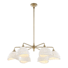 Biddeford White 6 Light Beaded Pendant - Ornate Home