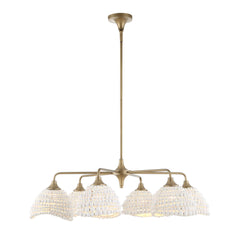 Biddeford White 6 Light Beaded Pendant - Ornate Home