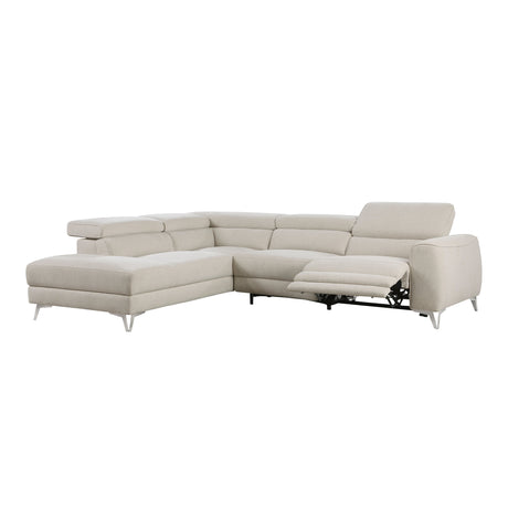 Bienvenue Beige 2-Piece Power Reclining Sectional with Left Chaise - Ornate Home