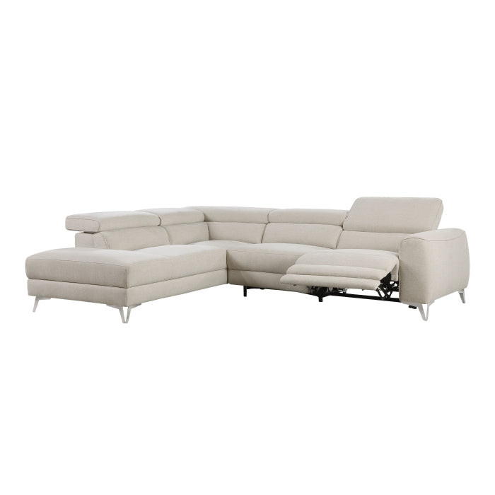 Bienvenue Beige 2-Piece Power Reclining Sectional with Left Chaise - Ornate Home