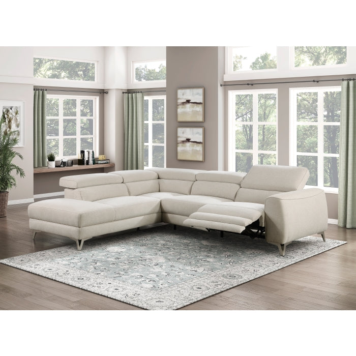 Bienvenue Beige 2-Piece Power Reclining Sectional with Left Chaise - Ornate Home