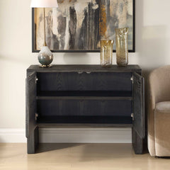 Bierk Black/Woodtone Dark Stain 2 Door Cabinet - Ornate Home