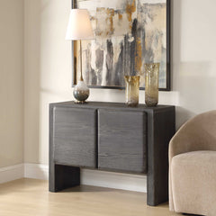 Bierk Black/Woodtone Dark Stain 2 Door Cabinet - Ornate Home