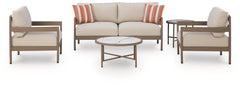 Big Creek Beige Outdoor Love/Chairs/Tables Set (Set of 5) - Ornate Home